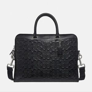 1 left COACH Embossed Signature Leather Atache Bag Briefcase Laptop Computer Bag